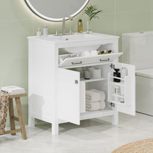 Load image into Gallery viewer, Bathroom Vanity With Ceramic Sink, Modern Single Bathroom Cabinet With 2 Doors And A Shelf, Soft Close Doors
