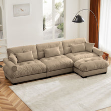 Load image into Gallery viewer, Modern Sectional Sofa With Ottoman, Round Bolster Armrests, Waist And Throw Pillows
