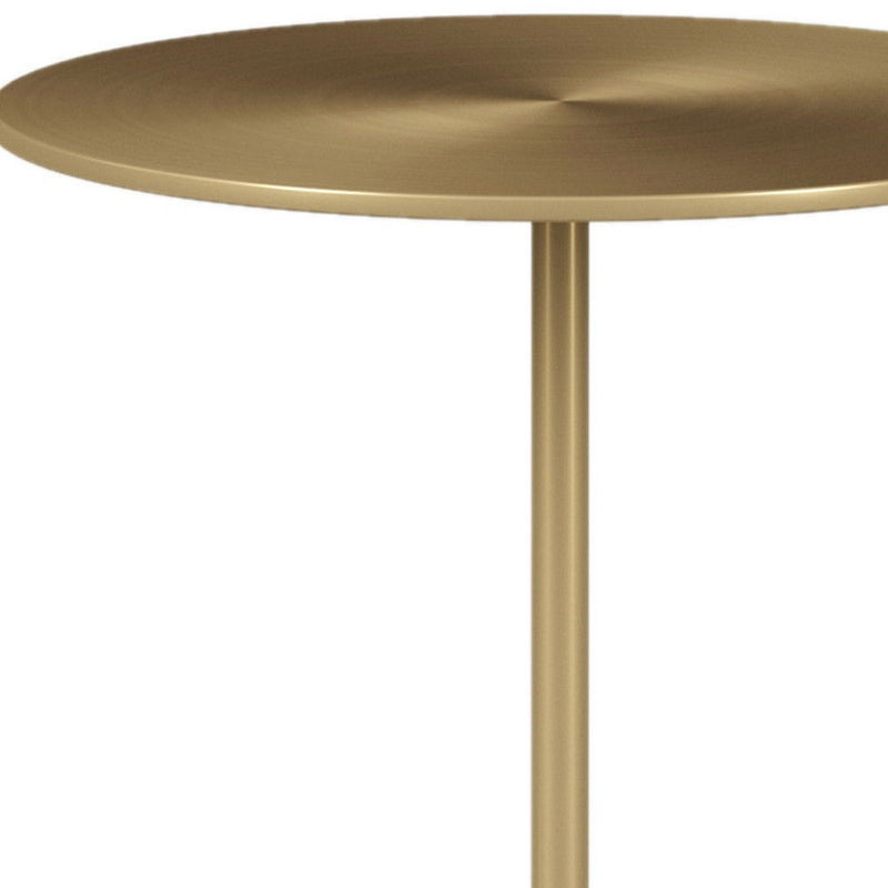 Steel And Marble Round End Table - White And Gold
