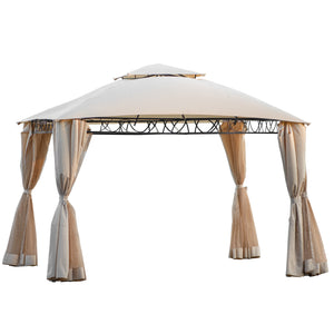 [VIDEO provided] U_STYLE Quality Double Tiered Grill Canopy, Outdoor BBQ Gazebo Tent with UV Protection, Beige