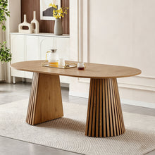 Load image into Gallery viewer, Dining Table, Flexible Extendable Oval Design With Slatted Legs - Natural Wood
