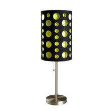 Load image into Gallery viewer, Metal Mod Table Lamp With Black And Green Drum Shade - Silver
