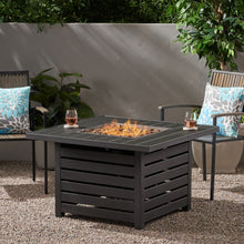 Load image into Gallery viewer, Stylish Square Iron Fire Pit With Tank Space, 50, 000 Btu - Black
