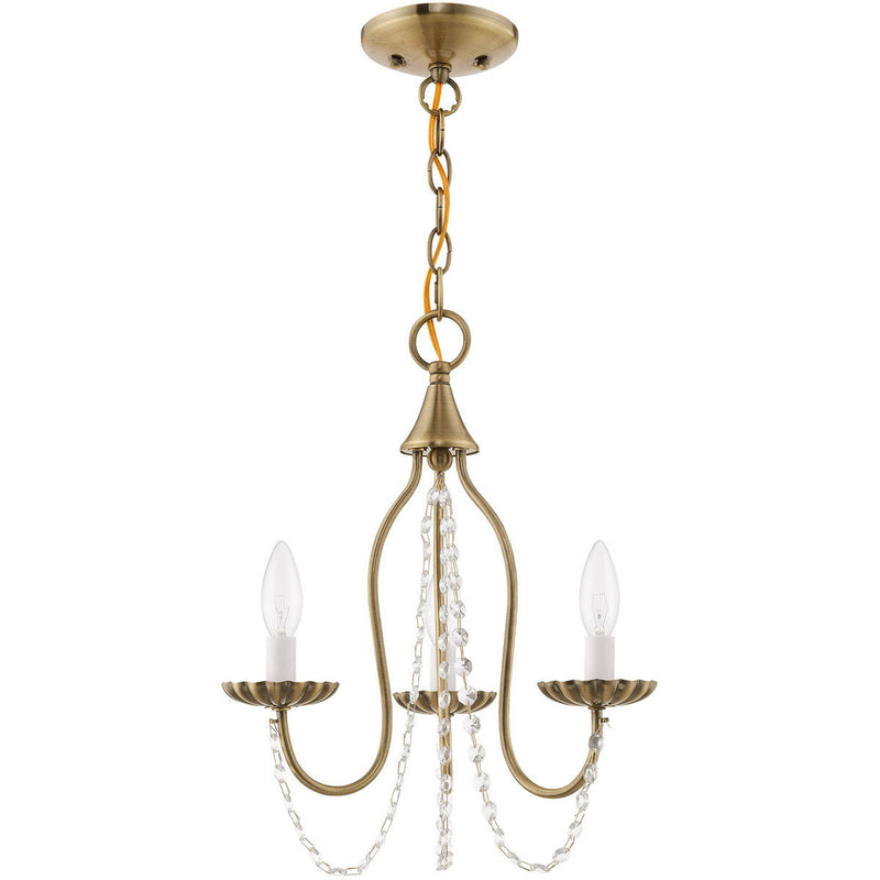 17'' Three Light Dimmable Chandelier With Shades - Antiqued Brass