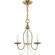 Load image into Gallery viewer, 17'' Three Light Dimmable Chandelier With Shades - Antiqued Brass
