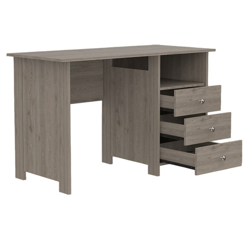 Computer Desk With Three Drawers (403799) - Light Gray / Brown