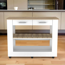 Load image into Gallery viewer, 40" Rolling Kitchen Cart With Storage - Brown / White

