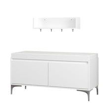 Load image into Gallery viewer, Wall Mounted Entryway Shelf With Hooks And Storage Bench Set - Off White
