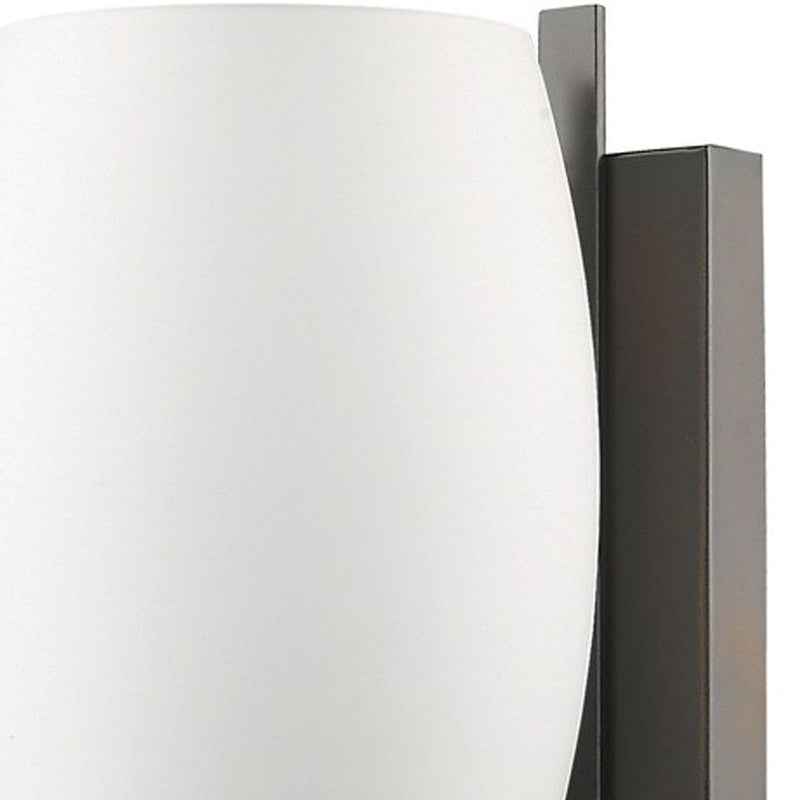Geometric Wall Sconce With Frosted Glass Shade - Bronze