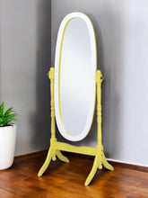 Load image into Gallery viewer, 59" Oval Solid Wood Framed Freestanding Cheval Mirror - Yellow
