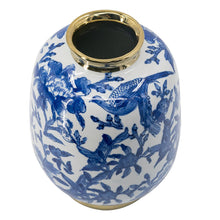 Load image into Gallery viewer, Chinoiserie Floral Porcelain Table Vase (574254) - Blue / Gold / White
