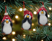 Load image into Gallery viewer, Penguin Christmas Figurine (Set of 3) - Black / White / Red
