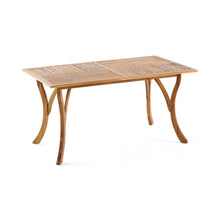 Load image into Gallery viewer, Outdoor Rectangular Table With Curved Legs And Perpendicular Wooden Slats Table Top
