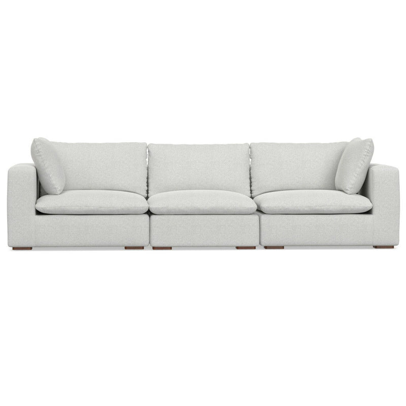 125" Modular Fabric Sofa With Brown Legs - Gray