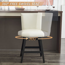 Load image into Gallery viewer, Upholstered Swivel Bar Stools High Back (Set of 2) - Cream White
