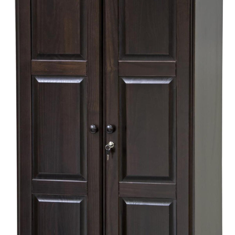 Solid Wood Two Door Single Drawer Combo Dresser (762940) - Dark Brown