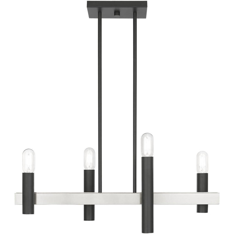 24'' Four Light Dimmable Chandelier With Shades - Nickel