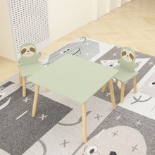 Load image into Gallery viewer, Sloth Themed Table And Chair Set With 2 Cute Animal Chairs - Natural Wood / Sage Green
