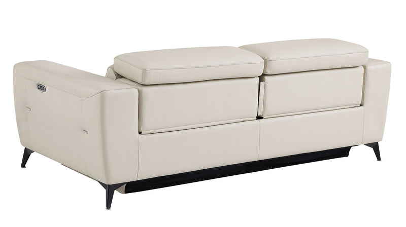 Italian Leather Reclining USB Sofa (720409) - Beige