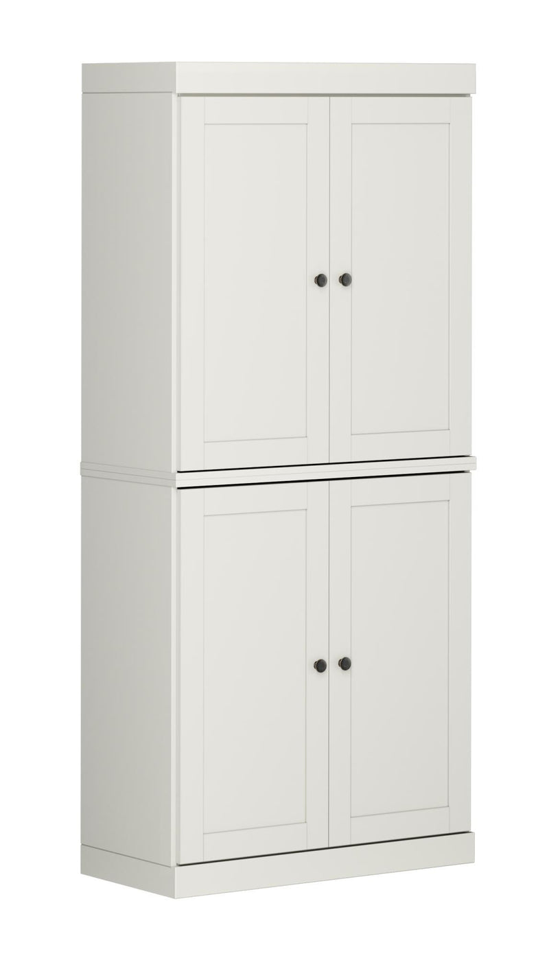 Adjustable Six Tier Library Bookcase With Four Doors (745614) - Off White
