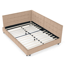 Load image into Gallery viewer, Mid-Century Storage Upholstered Tufted Bed Frame With Backrest And Armrests
