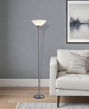 Load image into Gallery viewer, Torchiere Floor Lamp With White Cone Shade - Silver
