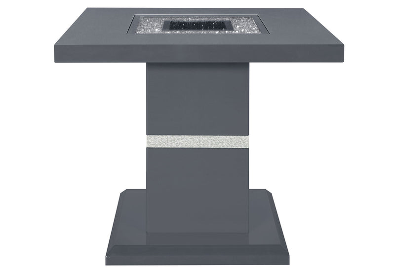 24" Faux Crystals Glass And Wood Square Pedestal End Table - Dark Gray And Silver