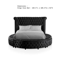 Load image into Gallery viewer, Glam Button Tufted Wingback Round Bed With Storage And USB Ports
