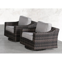 Load image into Gallery viewer, Contemporary Outdoor Swivel Patio Chair With Cushions (Set of 2) - Brown
