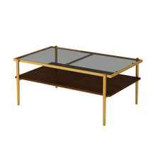 Load image into Gallery viewer, Rectangle Coffee Table With Tempered Glass Top And White Legs, Modern Table For Living Room
