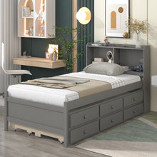 Load image into Gallery viewer, Twin Bed with Twin Trundle,Drawers,Grey
