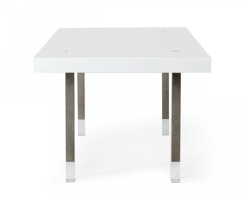 95" Stainless Steel Dining Table - White / Gray