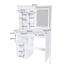 Load image into Gallery viewer, Dressing Table With Movable Mirror And LED Light, 5 Drawer Storage Organizer - White
