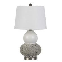 Load image into Gallery viewer, 24" Metal Two Light Desk Table Lamps With White Globe Shade (Set of 2) - Silver

