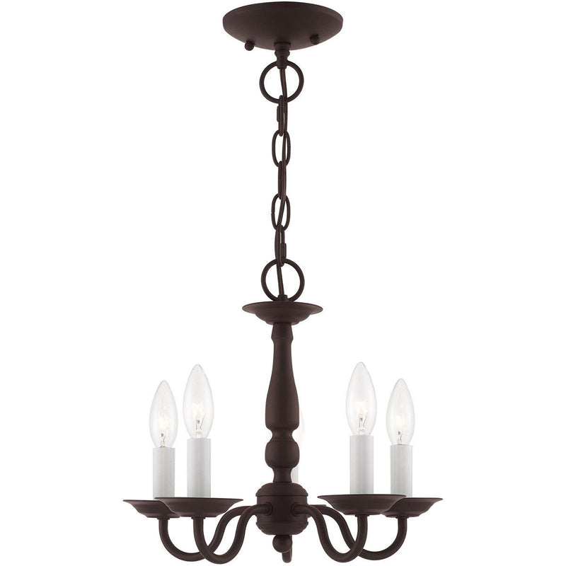 11" Five Light Dimmable Chandelier With Shades - Bronze