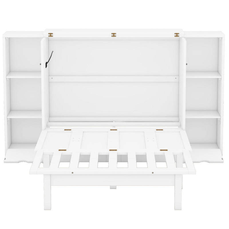 Murphy Bed With Shelves, Drawers And USB Ports