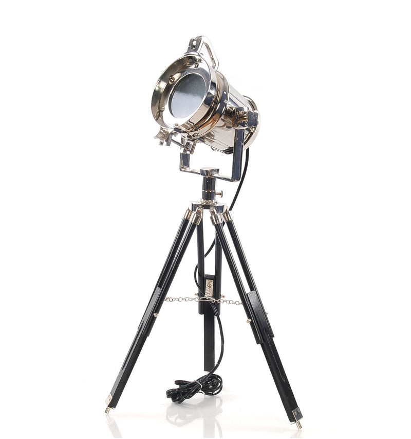 Alum Spot Light On Wooden Stand - Silver