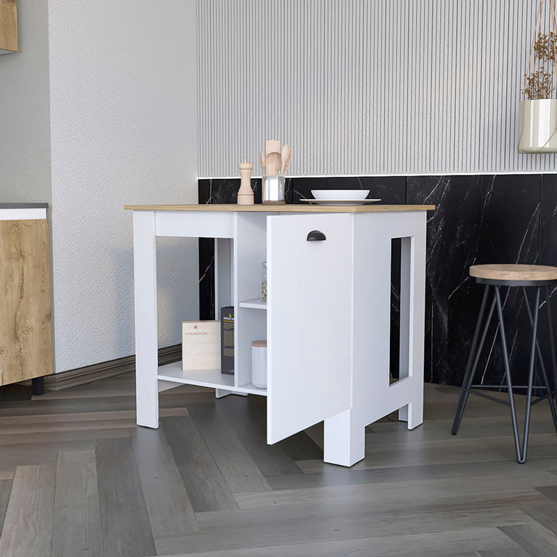 35" Kitchen Island With Storage - White