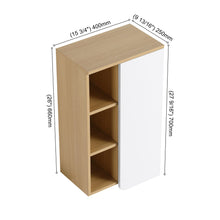 Load image into Gallery viewer, Wall Mounted Bathroom Side Cabinet, Single Door With 3 Tier Open Shelves - Black / Light Oak / White
