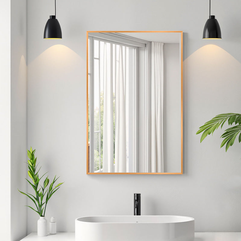 38" Metal Framed Bathroom Vanity Mirror - Gold