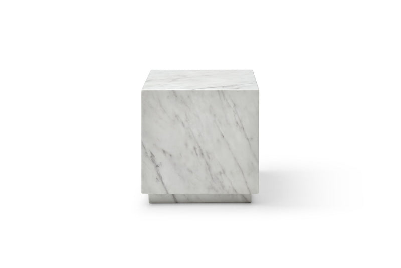 Marble Square Block End Table - White