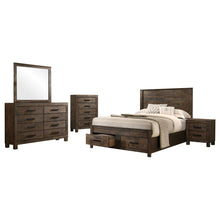 Load image into Gallery viewer, Greely - 5 Piece King Storage Bedroom Set Includes Bed, Nightstand, Dresser, Mirror &amp; Chest - Rustic Brown
