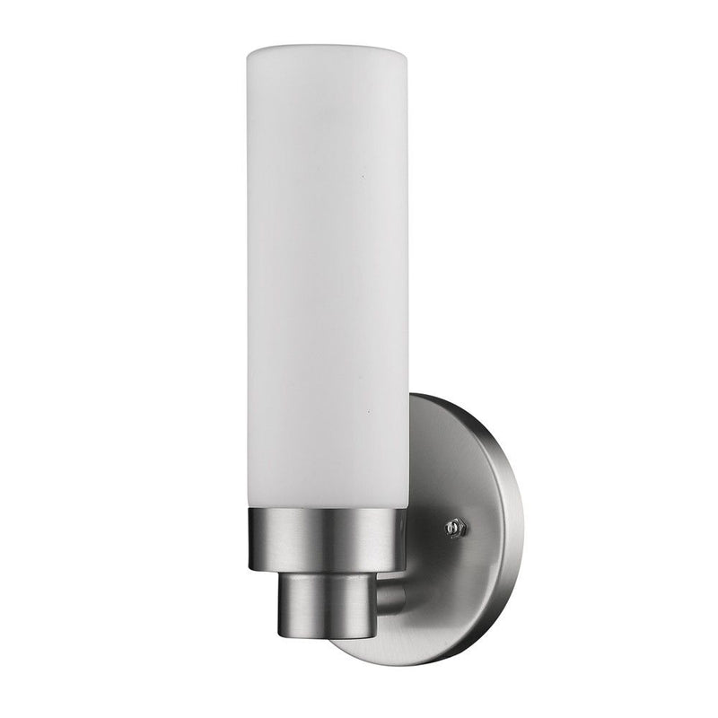 Wall Light With Narrow Frosted Glass Shade - Silver