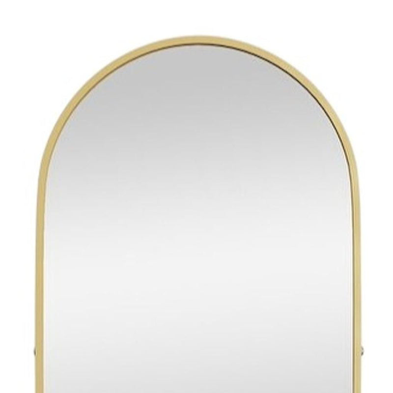 Metal Arch Wall Mounted Leaning Or Freestanding Framed Full Length Mirror - Gold