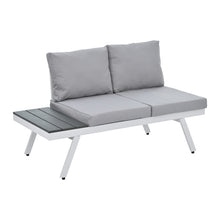 Load image into Gallery viewer, TOPMAX Industrial 5-Piece Aluminum Outdoor Patio Furniture Set, Modern Garden Sectional Sofa Set with End Tables, Coffee Table and Furniture Clips for Backyard, White+Grey
