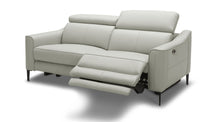 Load image into Gallery viewer, Top Grain Leather Power Reclining Love Seat - Gray / Black
