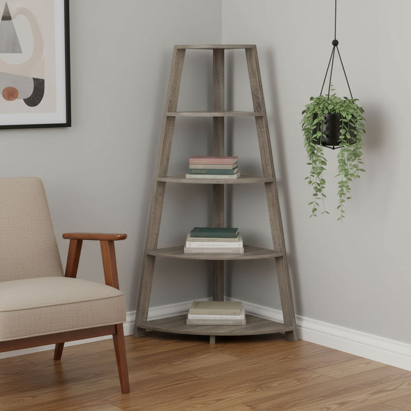 Four Tier Corner Bookcase (332800) - Taupe