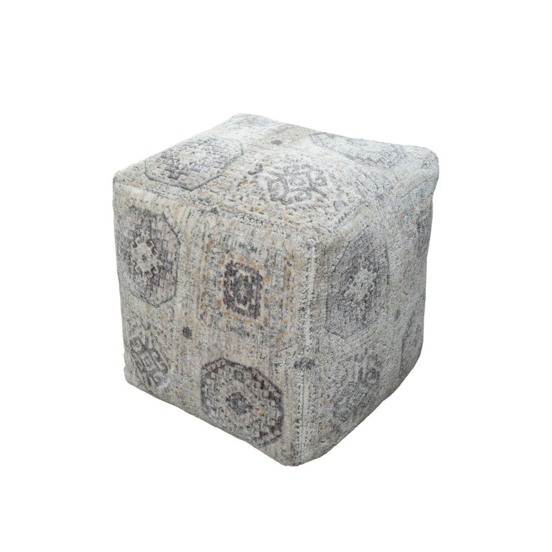 Upholstery Medallion Pouf Ottoman - Gray