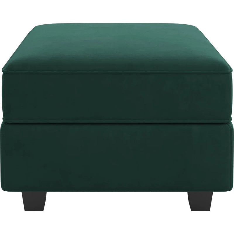 Velvet Storage Ottoman - Green / Black