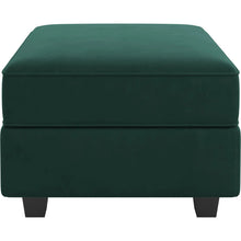 Load image into Gallery viewer, Velvet Storage Ottoman - Green / Black
